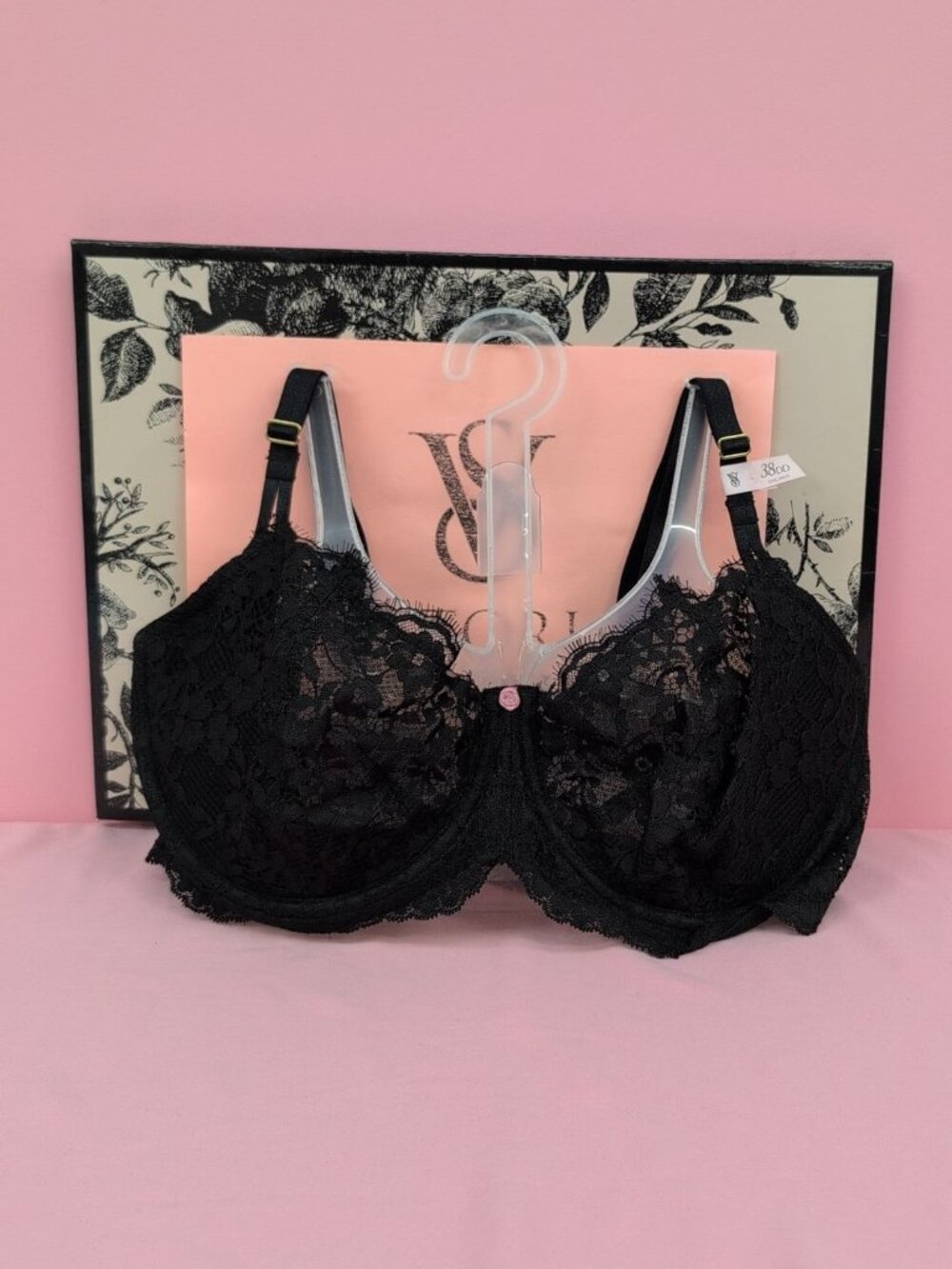 Victoria Secret Dream Angels Wicked Unlined Lace Balconette Bra 38DD Black